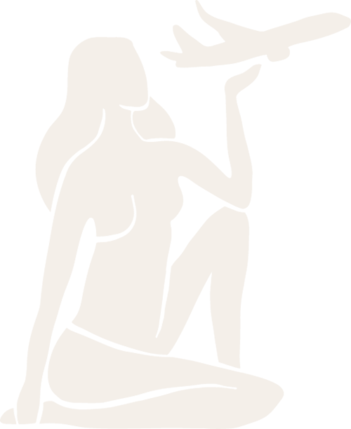 Lita Quetnick graphic of a woman holding a plane